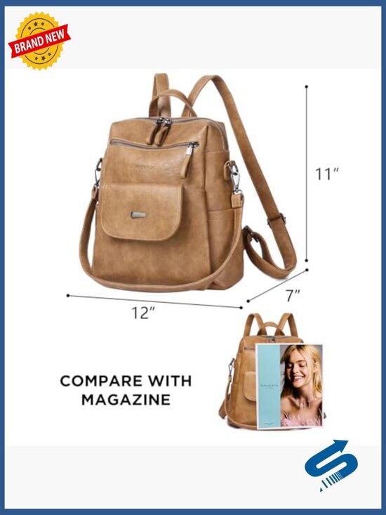 PU Leather Fashion Backpack Purse with Multi Pockets Adjustable Strap main image 4
